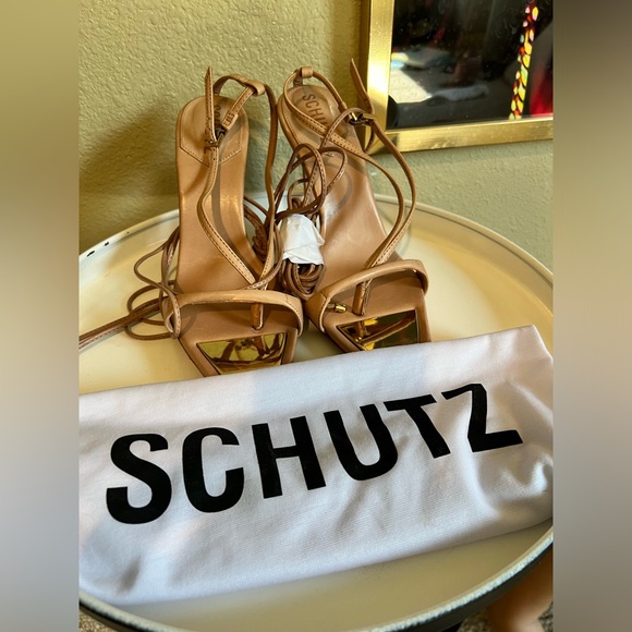 Schutz Vikki Square Toe Stiletto Strappy Sandals size 7.5 - Picture 2 of 6